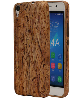 Licht Bruin Hout Design TPU Cover Case voor Huawei Honor Y6 Hoesje