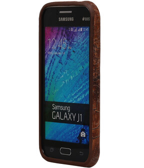 Warm Bruin Hout TPU Cover Case voor Samsung Galaxy J1 Hoesje