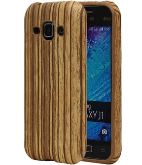 Verticale Hout TPU Cover Case voor Samsung Galaxy J1 Hoesje