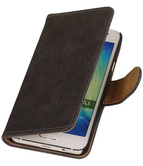 Grijs Bark Hout Hoesje Samsung Galaxy A3 2016 Booktype Wallet Cover