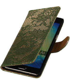 Donker Groen Lace Booktype Samsung Galaxy A3 2016 Wallet Cover Hoesje