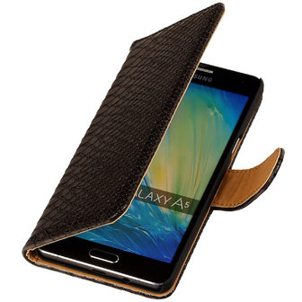 Zwart Slang Booktype Samsung Galaxy A3 2016 Wallet Cover Hoesje