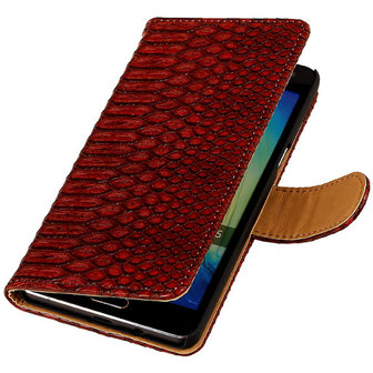 Rood Slang Booktype Samsung Galaxy A3 2016 Wallet Cover Hoesje