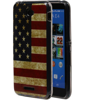 Amerikaanse Vlag TPU Cover Case voor Sony Xperia E4 Hoesje