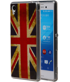 Britse Vlag TPU Cover Case voor Sony Xperia M4 Aqua Hoesje