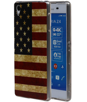 Amerikaanse Vlag TPU Cover Case voor Sony Xperia Z4 Hoesje