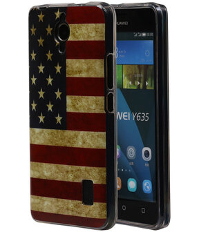 Amerikaanse Vlag TPU Cover Case voor Huawei Y635 Hoesje