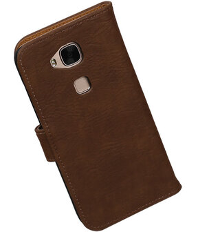 Bruin Bark Hout Booktype Huawei G8 Wallet Cover Hoesje