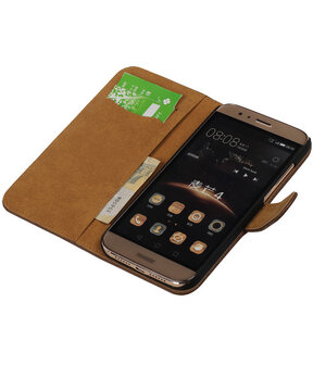 Bruin Bark Hout Booktype Huawei G8 Wallet Cover Hoesje