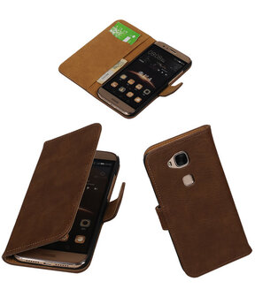 Bruin Bark Hout Booktype Huawei G8 Wallet Cover Hoesje