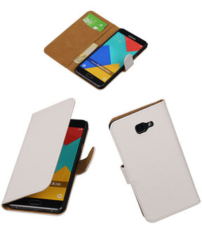 Wit Effen Booktype Samsung Galaxy A5 2016 Wallet Cover Hoesje