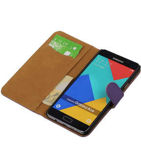 Paars Effen Booktype Samsung Galaxy A5 2016 Wallet Cover Hoesje