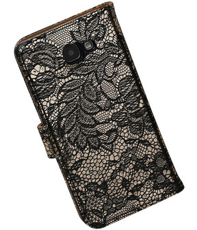 Zwart Lace Booktype Samsung Galaxy A5 2016 Wallet Cover Hoesje
