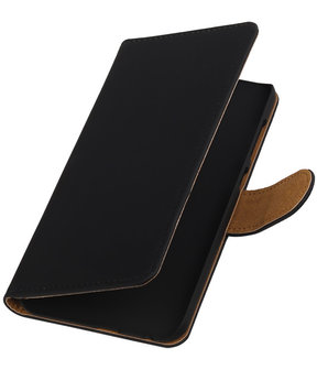 Zwart Effen Booktype Samsung Galaxy Ace 2 Wallet Cover Hoesje