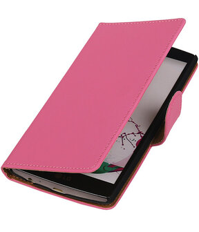 LG G3 Effen Booktype Wallet Hoesje Roze