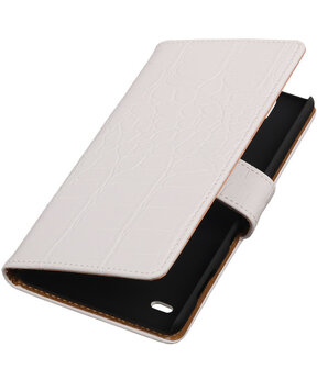 Sony Xperia C4 Hoesje Booktype Krokodil Wit