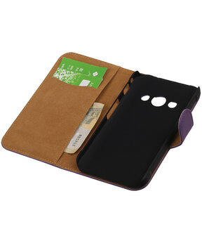 Samsung Galaxy Xcover 3 Effen Bookstyle Wallet Hoesje Paars