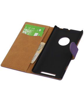 Nokia Lumia 830 Effen Booktype Wallet Hoesje Paars