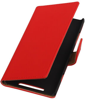 Nokia Lumia 830 Effen Booktype Wallet Hoesje Rood