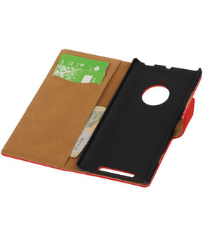 Nokia Lumia 830 Effen Booktype Wallet Hoesje Rood