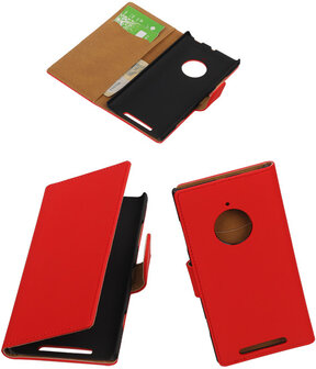 Nokia Lumia 830 Effen Booktype Wallet Hoesje Rood
