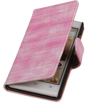 Huawei Ascend G6 4G - Mini Slang Roze Booktype Wallet Hoesje