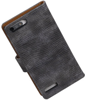 Huawei Ascend G6 4G - Mini Slang Grijs Booktype Wallet Hoesje