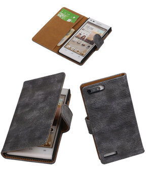 Huawei Ascend G6 4G - Mini Slang Grijs Booktype Wallet Hoesje