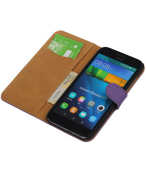 Huawei Ascend G7 Effen Booktype Wallet Hoesje Paars