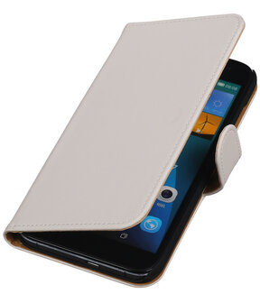 Huawei Ascend G7 Effen Booktype Wallet Hoesje Wit