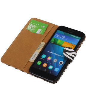 Huawei Ascend G7 Zebra Booktype Wallet Hoesje