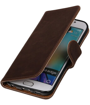 Mocca Pull-Up PU Hoesje Samsung Galaxy S6 Edge Booktype Wallet Cover