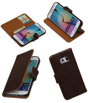 Mocca Pull-Up PU Hoesje Samsung Galaxy S6 Edge Booktype Wallet Cover