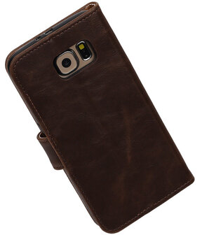 Mocca Pull-Up PU Hoesje Samsung Galaxy S6 Booktype Wallet Cover