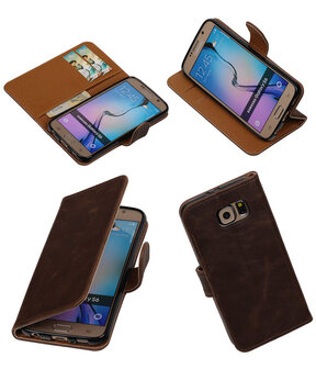 Mocca Pull-Up PU Hoesje Samsung Galaxy S6 Booktype Wallet Cover