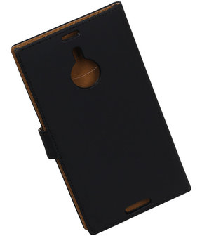 Zwart Effen Booktype Nokia Lumia 1520 Wallet Cover Hoesje