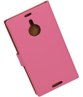 Roze Effen Booktype Nokia Lumia 1520 Wallet Cover Hoesje