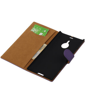 Paars Effen Booktype Nokia Lumia 1520 Wallet Cover Hoesje