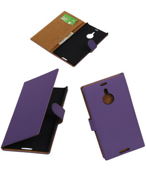 Paars Effen Booktype Nokia Lumia 1520 Wallet Cover Hoesje
