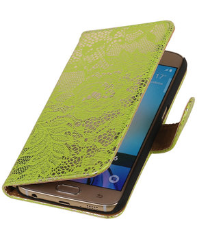 Groen Lace Booktype Samsung Galaxy S6 Wallet Cover Hoesje