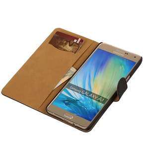 Zwart Effen Booktype Samsung Galaxy A7 Wallet Cover Hoesje