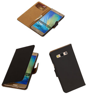 Zwart Effen Booktype Samsung Galaxy A7 Wallet Cover Hoesje