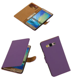 Paars Effen Booktype Samsung Galaxy A7 Wallet Cover Hoesje