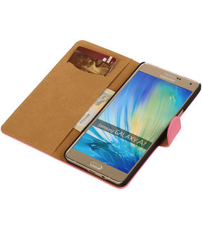Roze Effen Booktype Samsung Galaxy A7 Wallet Cover Hoesje