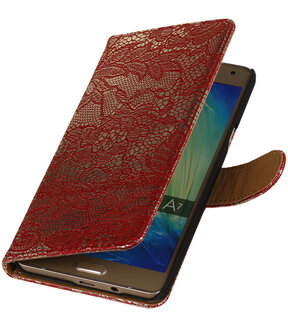 Rood Lace Booktype Samsung Galaxy A7 Wallet Cover Hoesje