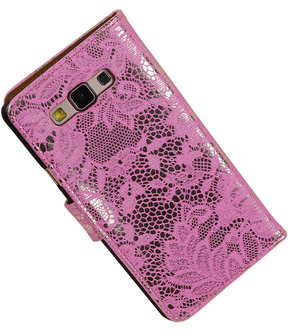 Roze Lace Booktype Samsung Galaxy A7 Wallet Cover Hoesje