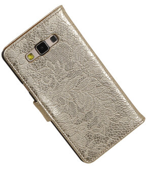 Goud Lace Booktype Samsung Galaxy A7 Wallet Cover Hoesje