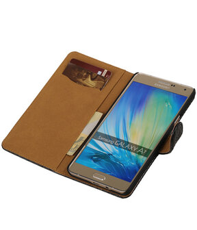 Zwart Slang Booktype Samsung Galaxy A7 Wallet Cover Hoesje