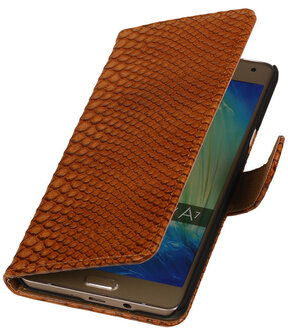 Bruin Slang Booktype Samsung Galaxy A7 Wallet Cover Hoesje