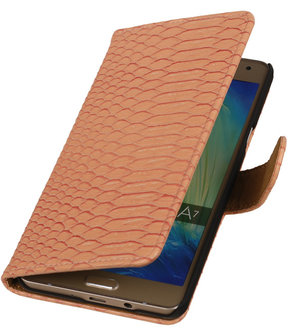 Roze Slang Booktype Samsung Galaxy A7 Wallet Cover Hoesje